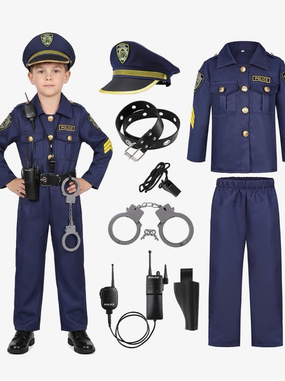Kids Police Costume with Hat & Accessories